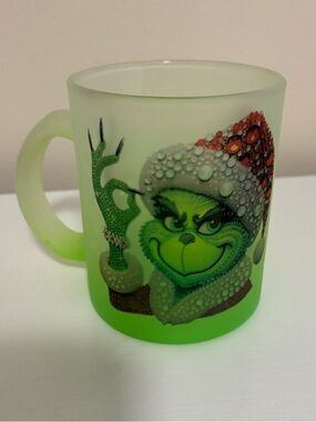 Green Grinch Frosted Glass Holiday Mug